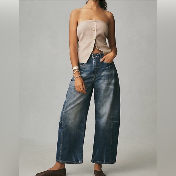 Pilcro Denim - Pilcro Anthropologie The Kenna Mid Rise Heritage Barrel Jeans Womens Size 27